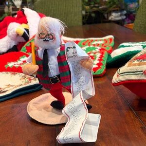 Vintage Annalee Santa Claus Figurine doll  with good List mobilitee 98 holiday